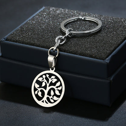 Stainless Steel Tree of Life Keychain