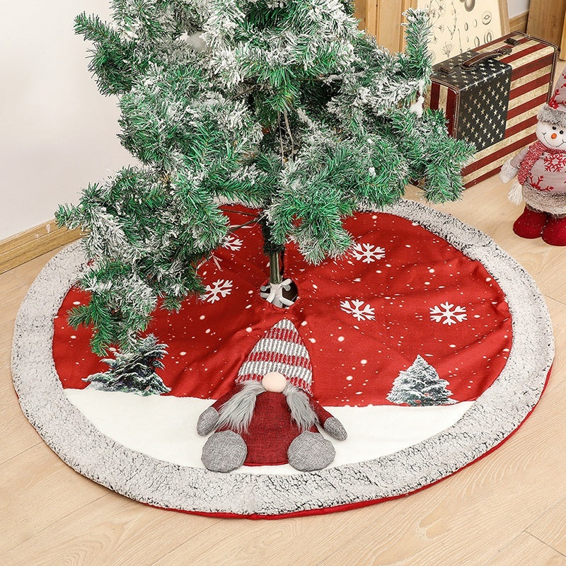 Linen Christmas Tree Skirt Bottom Decoration Supplies