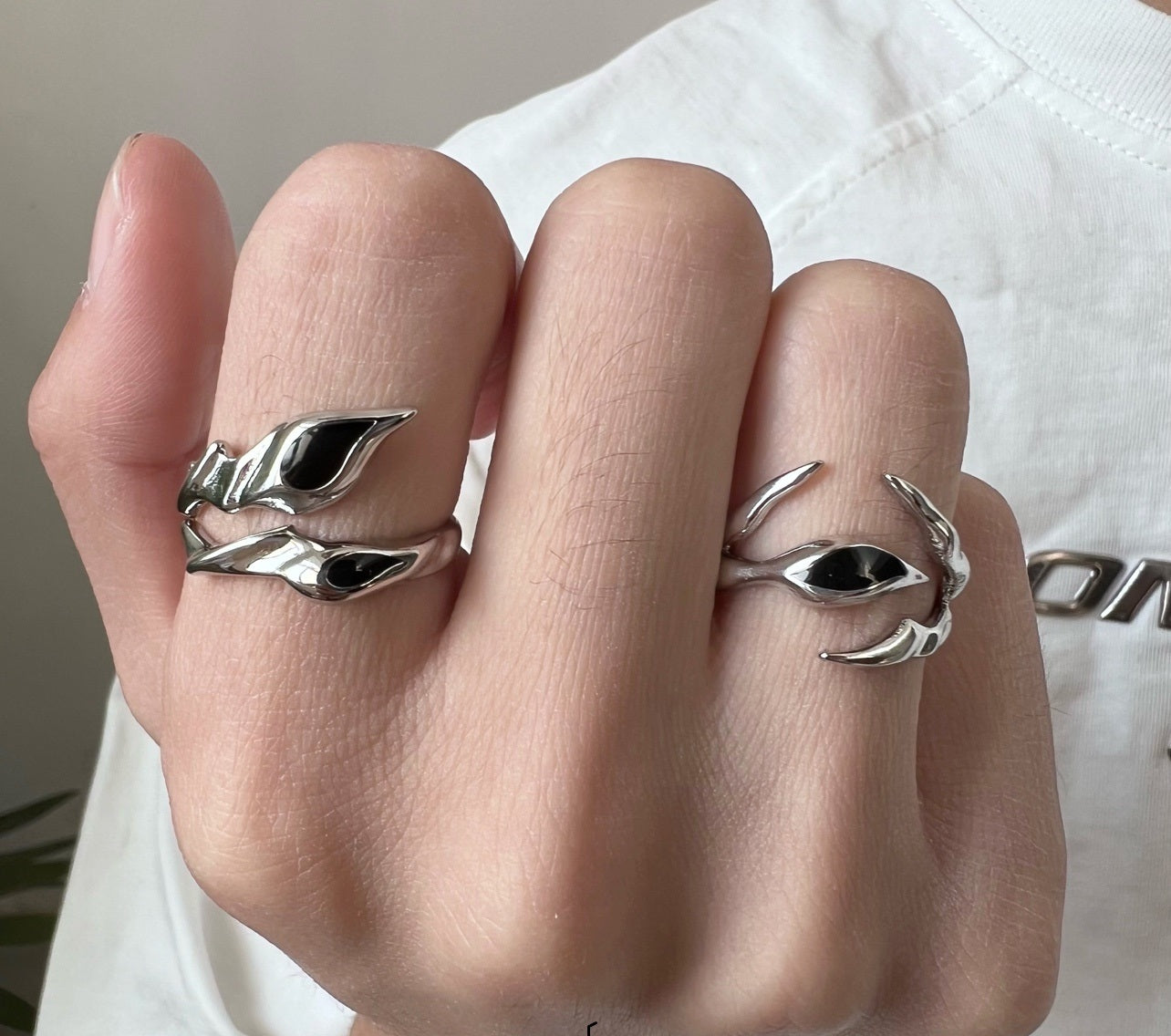 Irregular Black Onyx Street Tide Ring