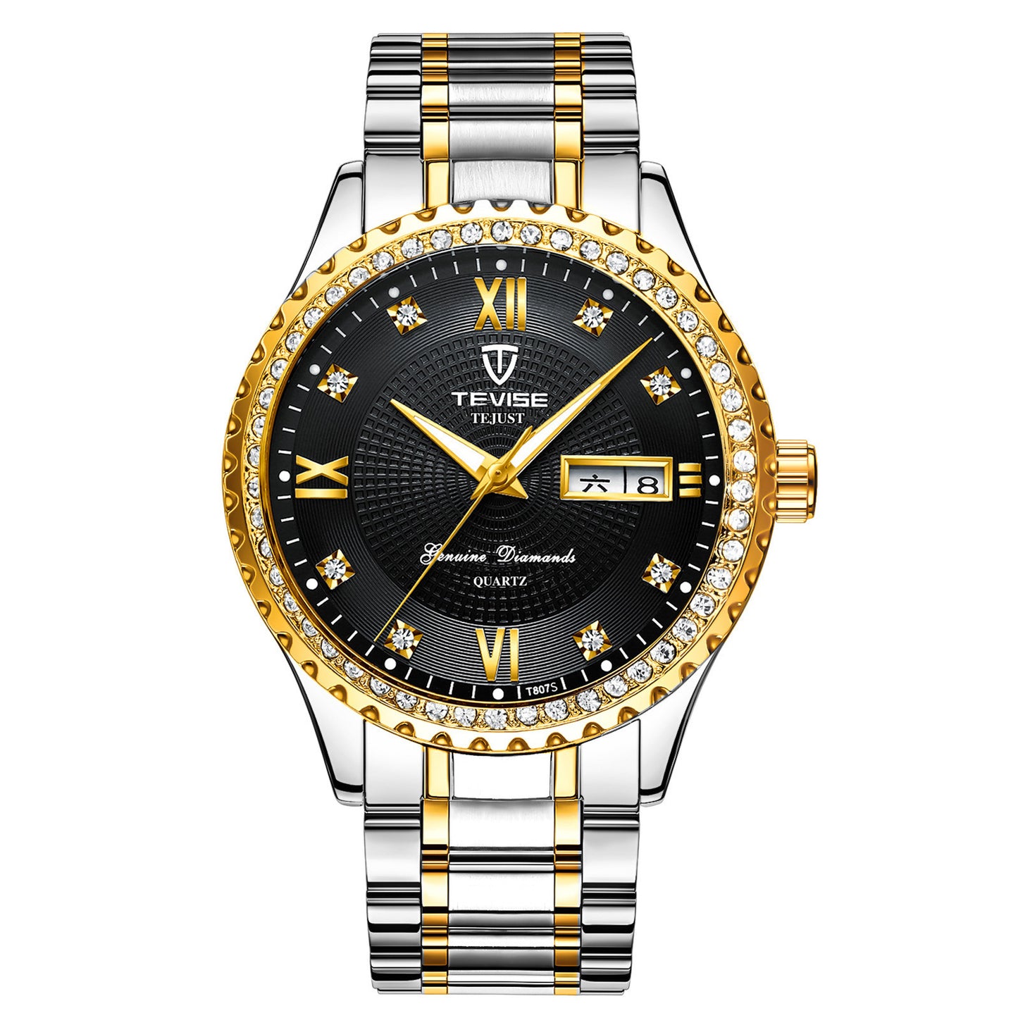 Gold Diamond Couple Quartz Watches