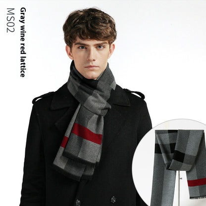 Simple Plaid Artificial Cashmere Warm Scarf