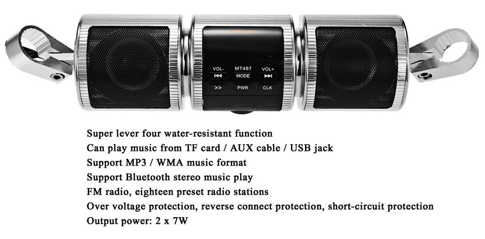 Motorcycle MP3 Music Player Speakers