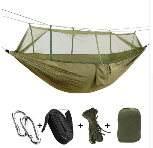 Portable Parachute Hammock with Mosquito Net - Army Green