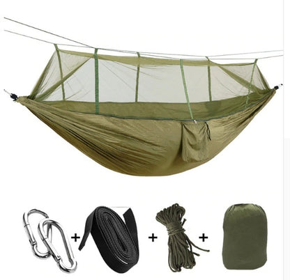 Portable Parachute Hammock with Mosquito Net - Army Green