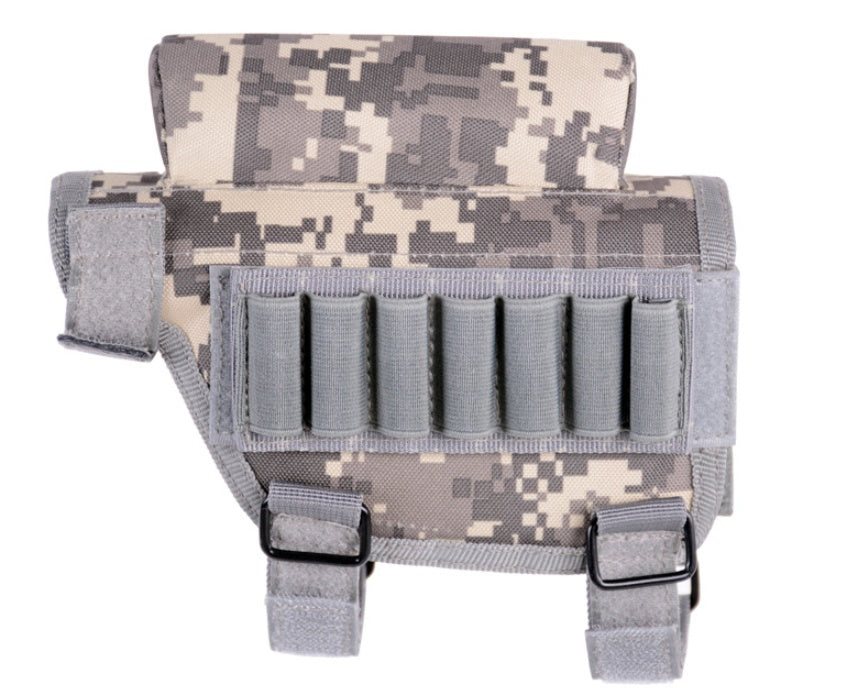 Adjustable Tactical Rifle Buttstock Cheek Rest & Ammo Pouch