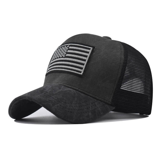 Men's Washed Distressed Embroidered Breathable Hat