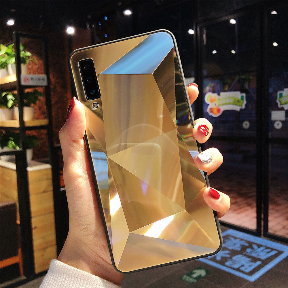 Diamond pattern rhombus mirror phone case