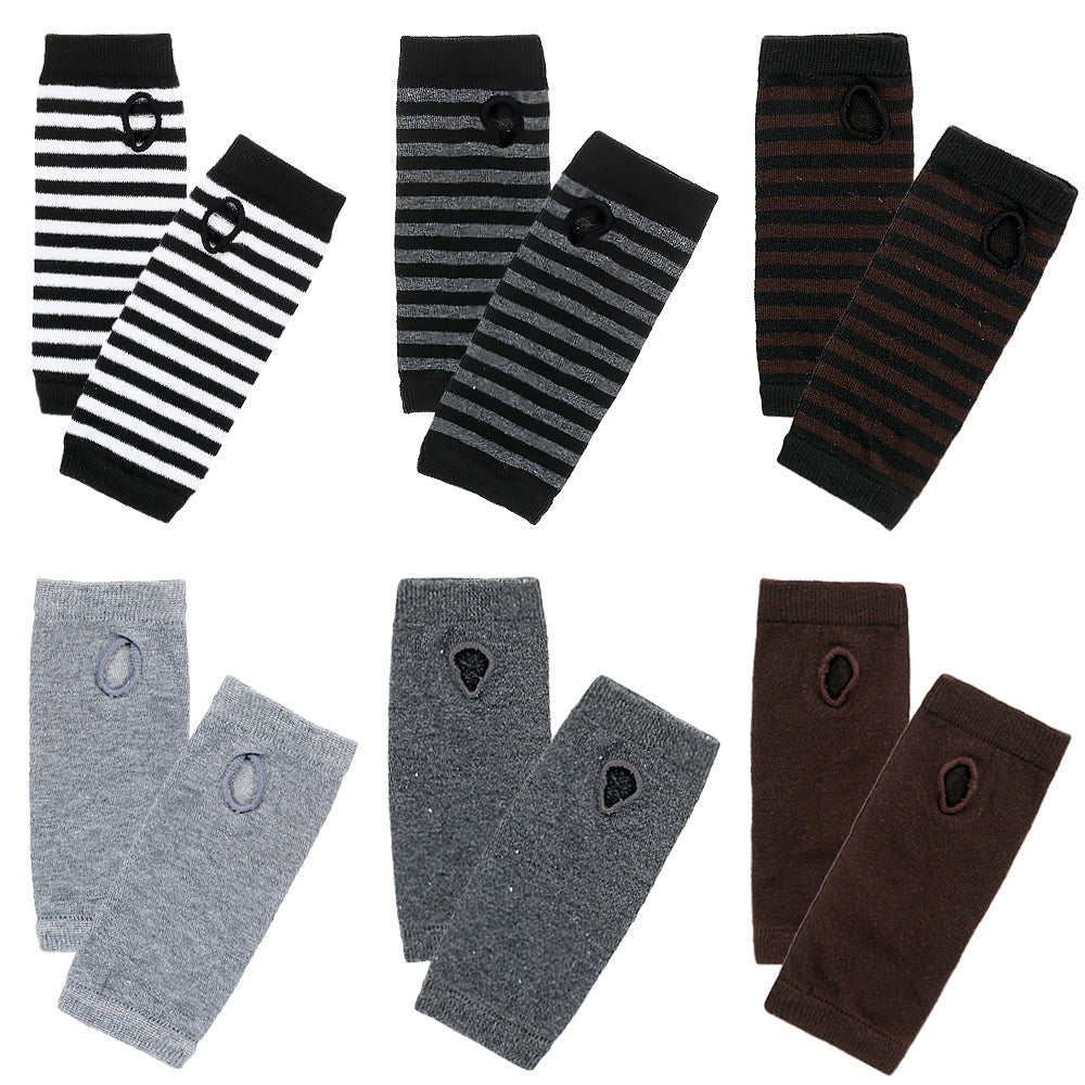 Knitted Finger-leaking Gloves Striped Thin
