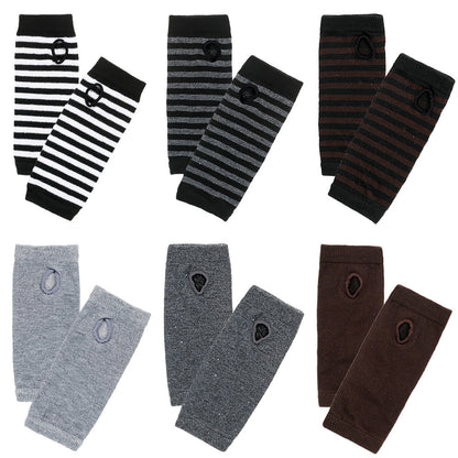 Knitted Finger-leaking Gloves Striped Thin