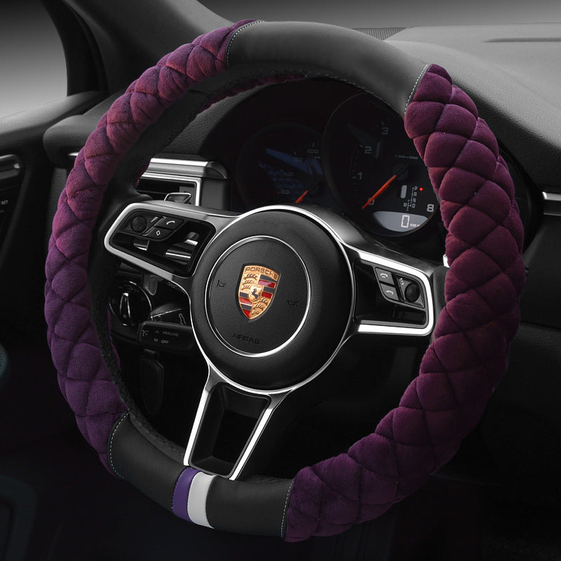 Cute Plush Winter Steering Wheel Cover 38cm