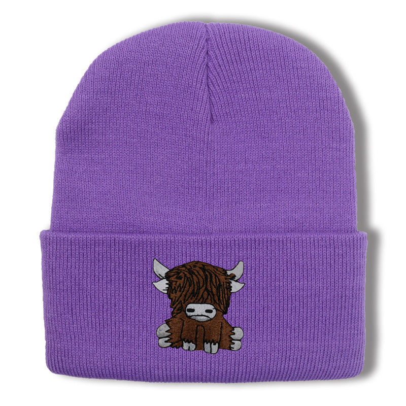 Cartoon Long Hair Yak Knitted Hat Winter Warm Wool