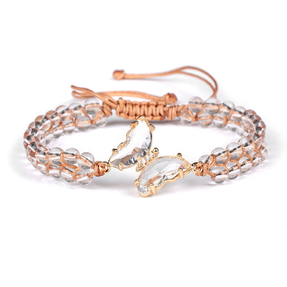 Light Luxury Butterfly Pendant Woven Bracelet