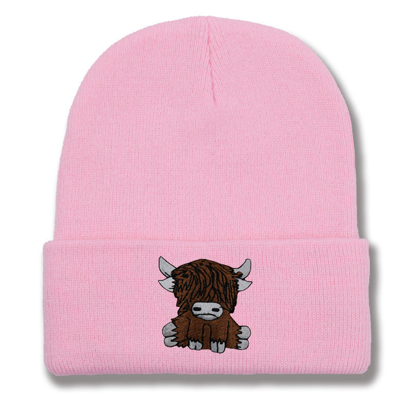 Cartoon Long Hair Yak Knitted Hat Winter Warm Wool