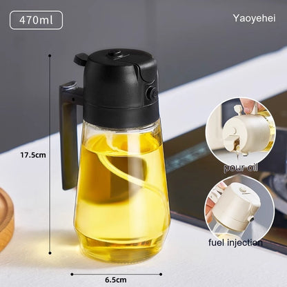 470ml Olive Oil Sprayer Dispenser 2-in-1 Glass Bottle