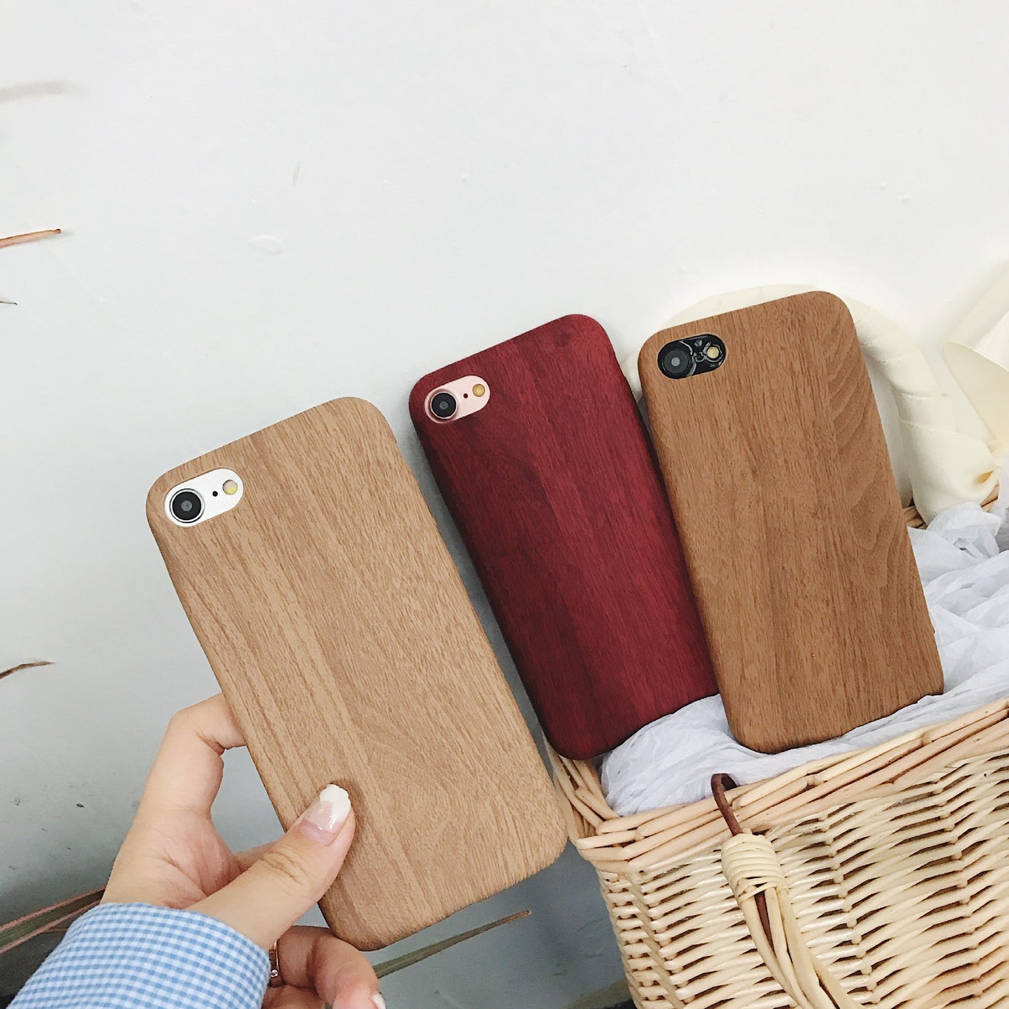Ultra-Thin Wooden Handset Case with Leather Cover