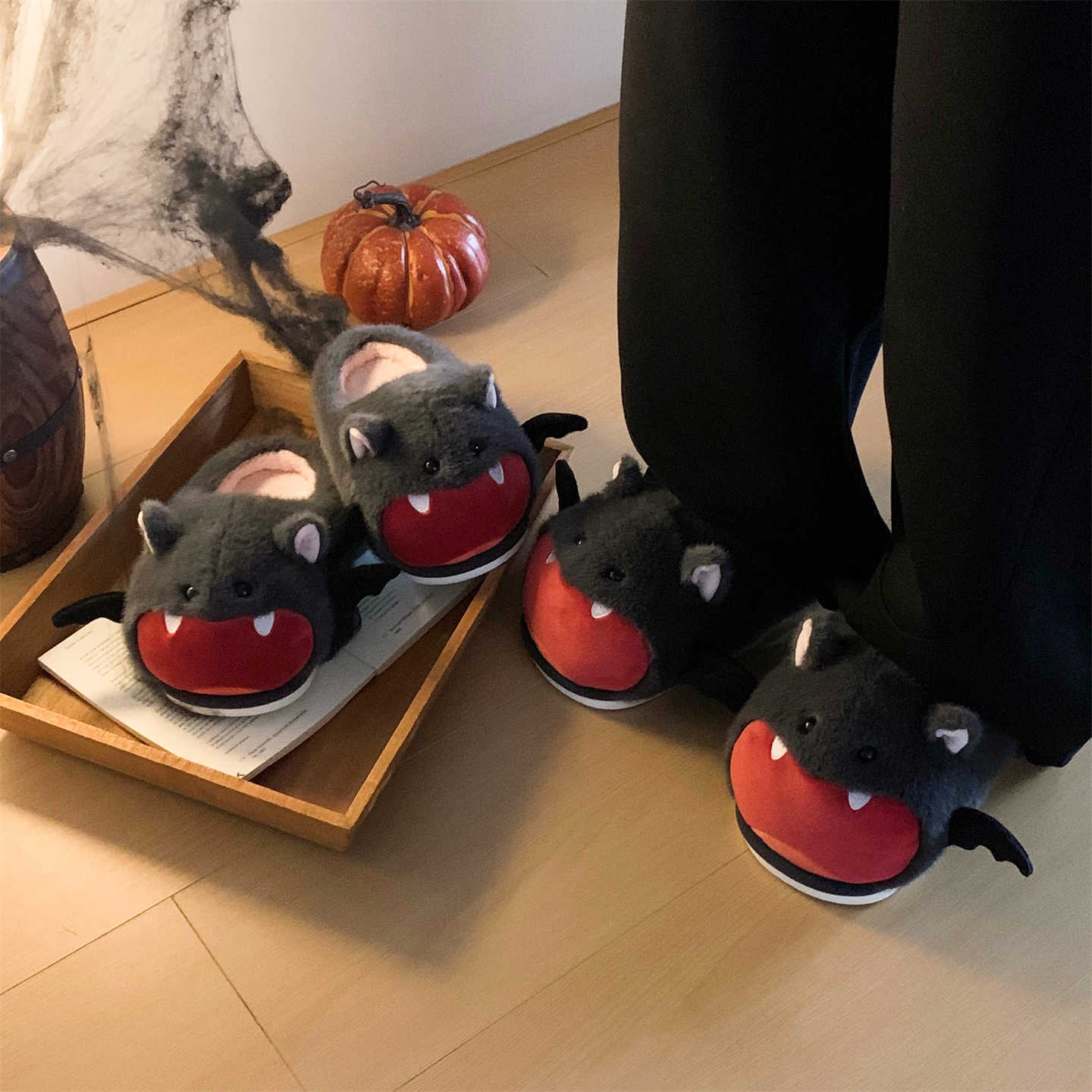 Cute Bat Halloween Personality Ins Cotton Slippers