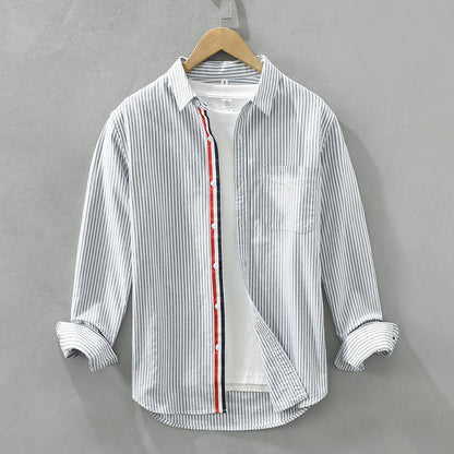 Autumn Japanese Striped Men's Long Sleeve Shirt