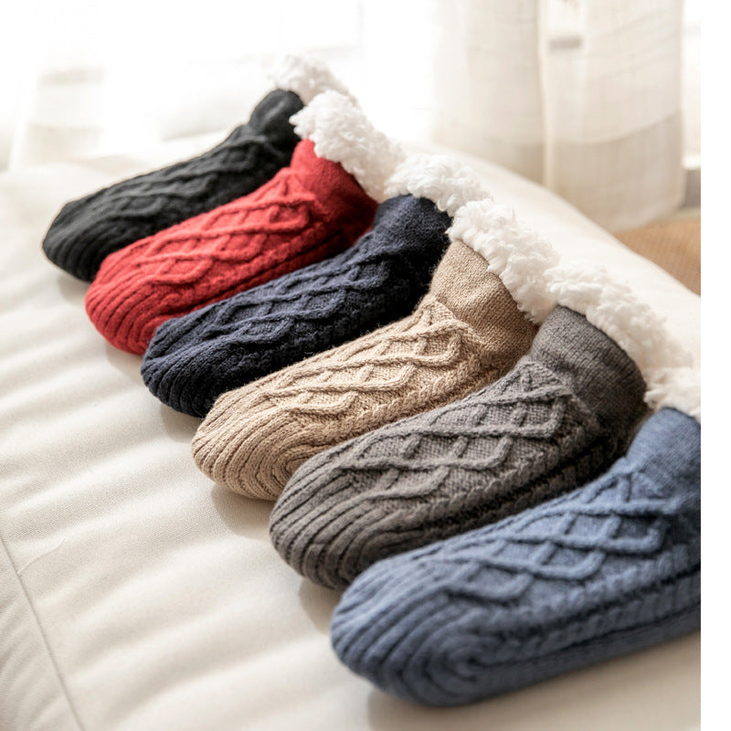 Winter Knitted Plush Socks, Non-slip, Women’s
