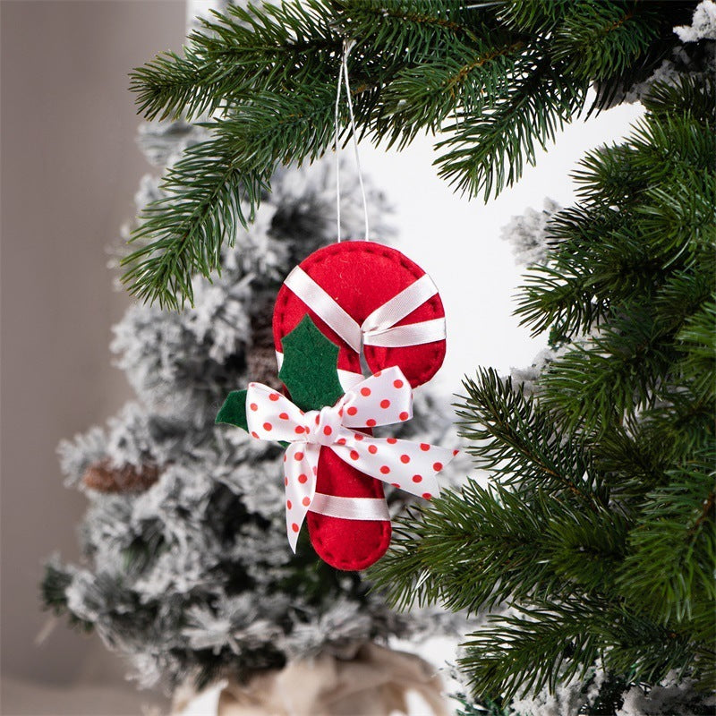 Christmas Crutch Shape Felt Pendant