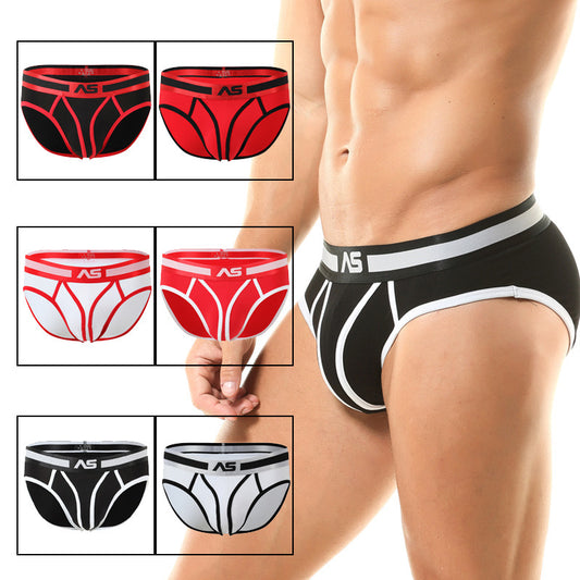 Men's Color Matching Low Waist Briefs
