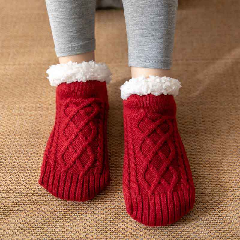 Winter Knitted Plush Socks, Non-slip, Women’s