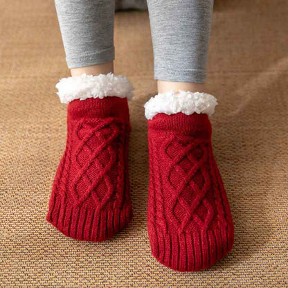 Winter Knitted Plush Socks, Non-slip, Women’s