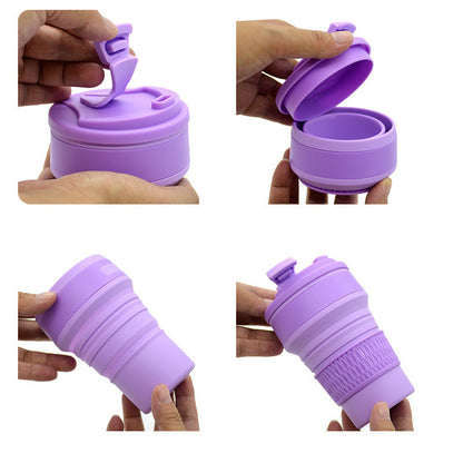 Folding Collapsible Mug with Cover for Coffee and Travel
