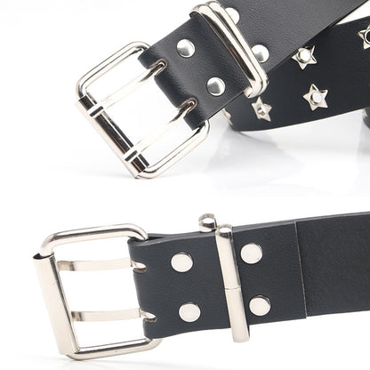 Women's Casual Star Double Row Air Hole Belt