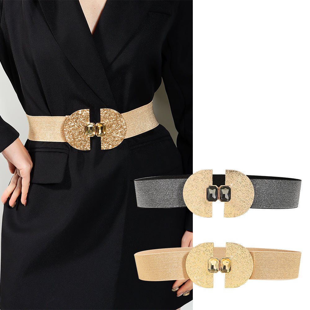 Women's Glittering Pearls Elastic Waist Belt