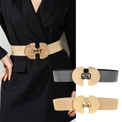 Women's Glittering Pearls Elastic Waist Belt