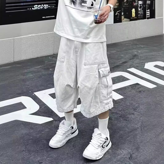 Loose Straight Cargo Cropped Pants