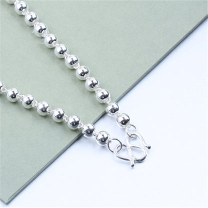 Round Beads Silver Bead Necklace