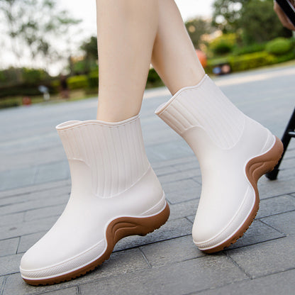 Women's Mid-calf Waterproof Soft-soled Rain Boots