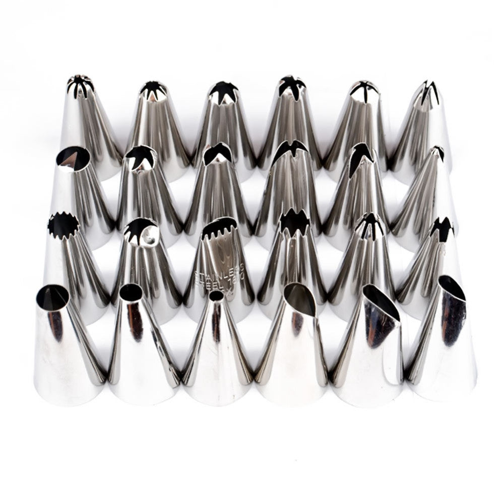 24pcs Stainless Steel Cupcake Decorating Tips Set