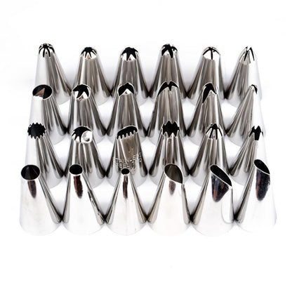 24pcs Stainless Steel Cupcake Decorating Tips Set