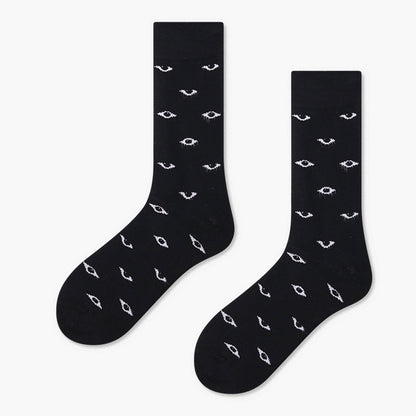 Creative Minimalist Printed Casual Mid Length Socks