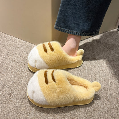Women's Fleece Cartoon Toe Cover Fluffy Slippers
