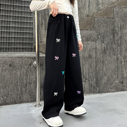 Western Style Wide-leg Pants Children's Autumn Straight Jeans