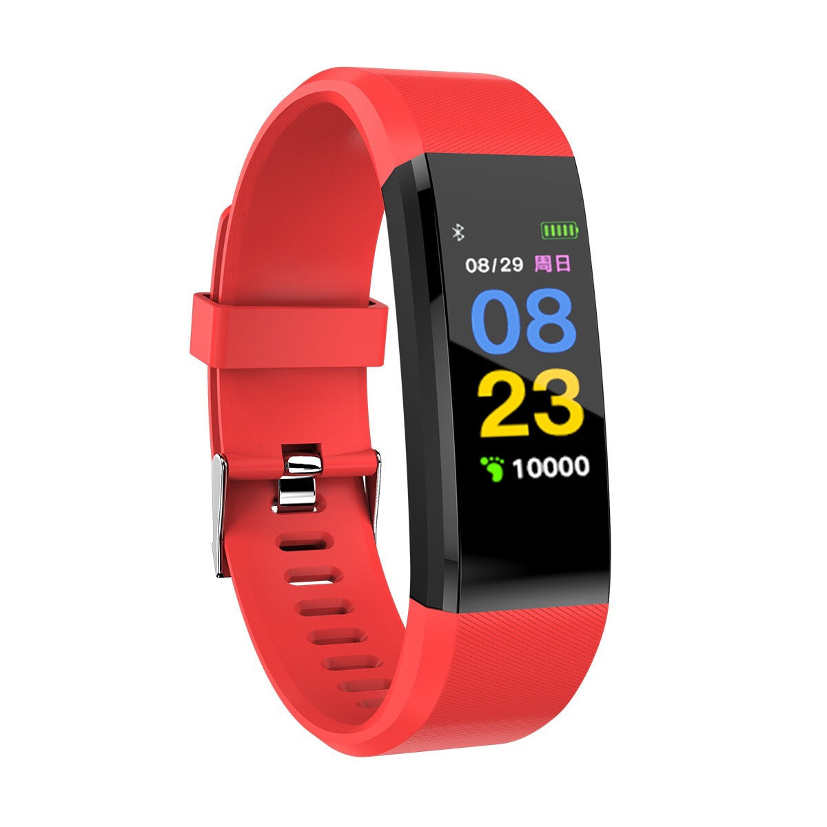 an image of a red smart watch