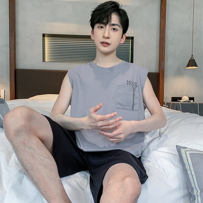 Men's Sleeveless Vest Summer Pure Cotton Pajamas