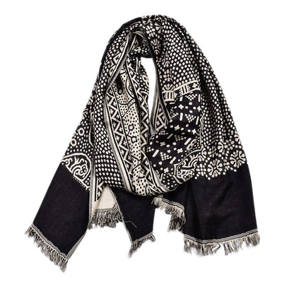 Cotton Linen Yarn-dyed Ethnic Style Scarf