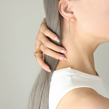 Euro-American Chain U-shaped Ear Studs