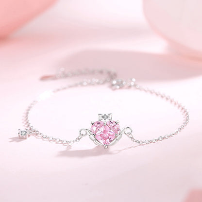 Sweet Girl Sterling Silver Zircon Clavicle Chain Necklace