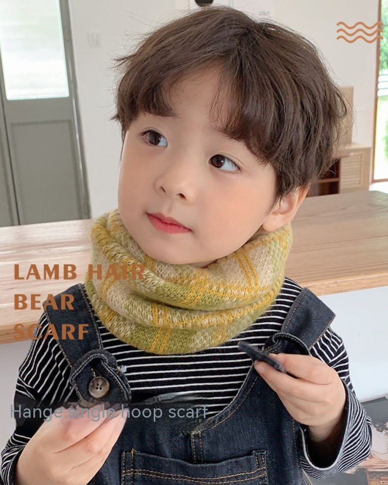 Warm All-matching Plaid Knitted Children's Scarf