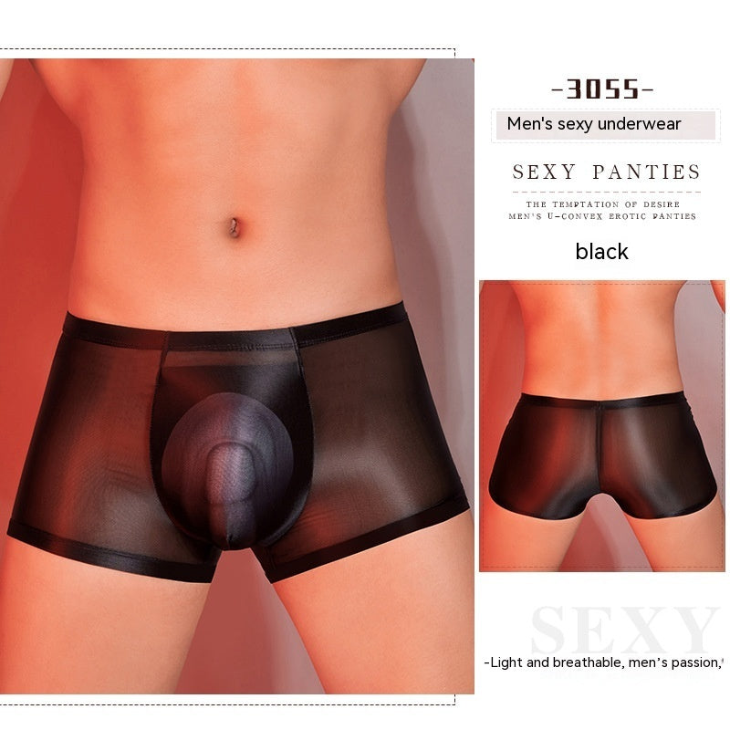 Oil Glossy U Convex Transparent Men's Stretch Shorts