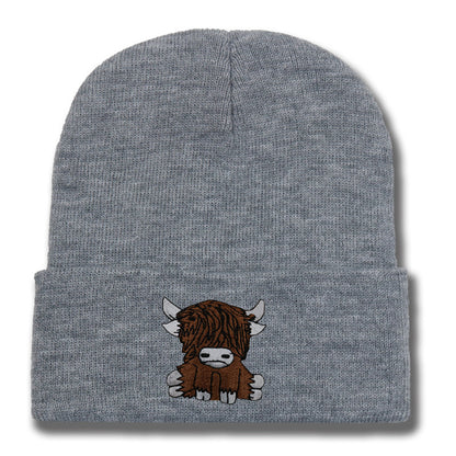 Cartoon Long Hair Yak Knitted Hat Winter Warm Wool