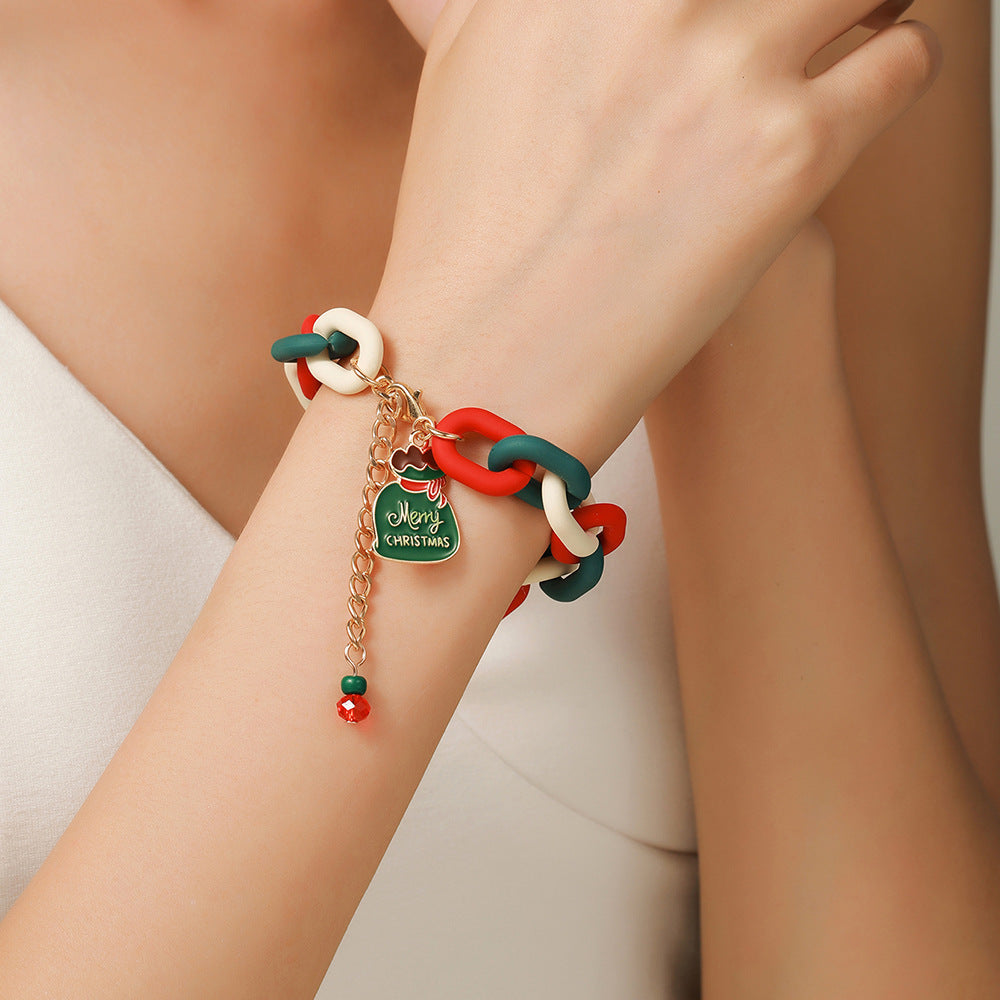 Christmas Bracelet, Santa, Snowflake, Pearl