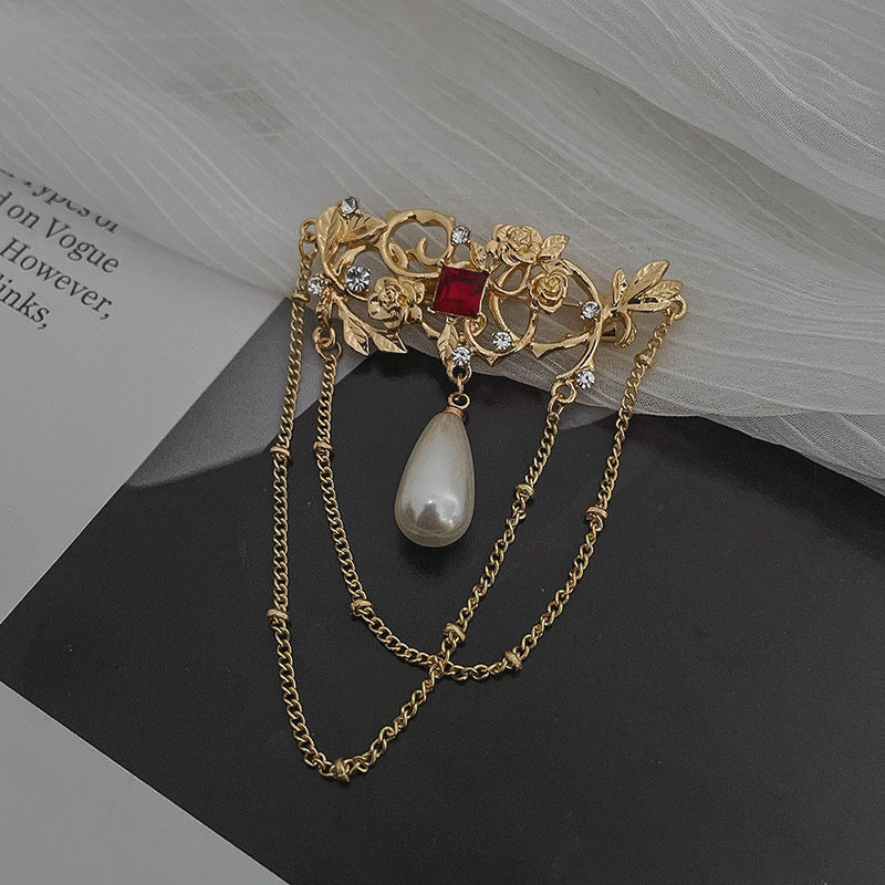 Tassel Water Drop Pearl Pin