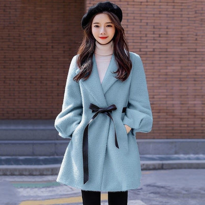 Korean Style Loose Thick Temperament Small Size Woolen Coat