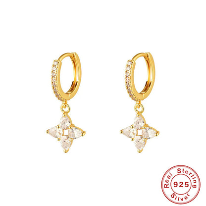 S925 Flowers Water Drop Earrings